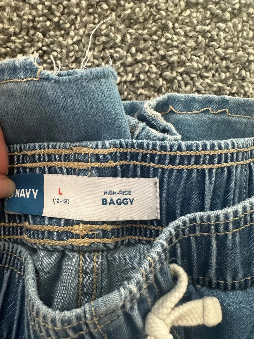 Old Navy Blue Girls Baggy Elastic-Waist Jeans